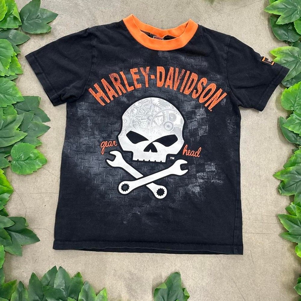 Harley-Davidson Gearhead Skull Ringer Baby Tee Y2K